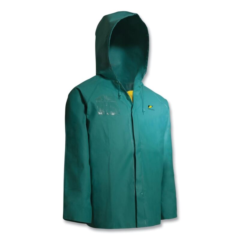 Non-Disposable Rain & Chemical-Resistant Bib Overalls: Green, Nylon & Polyvinylchloride & Spunbound