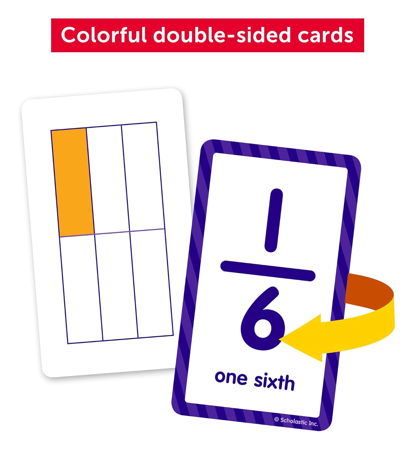 Scholastic Fractions Flash Cards, 6-5/16inH x 3-7/16inW, 2nd Grade, Pack Of 56 Cards