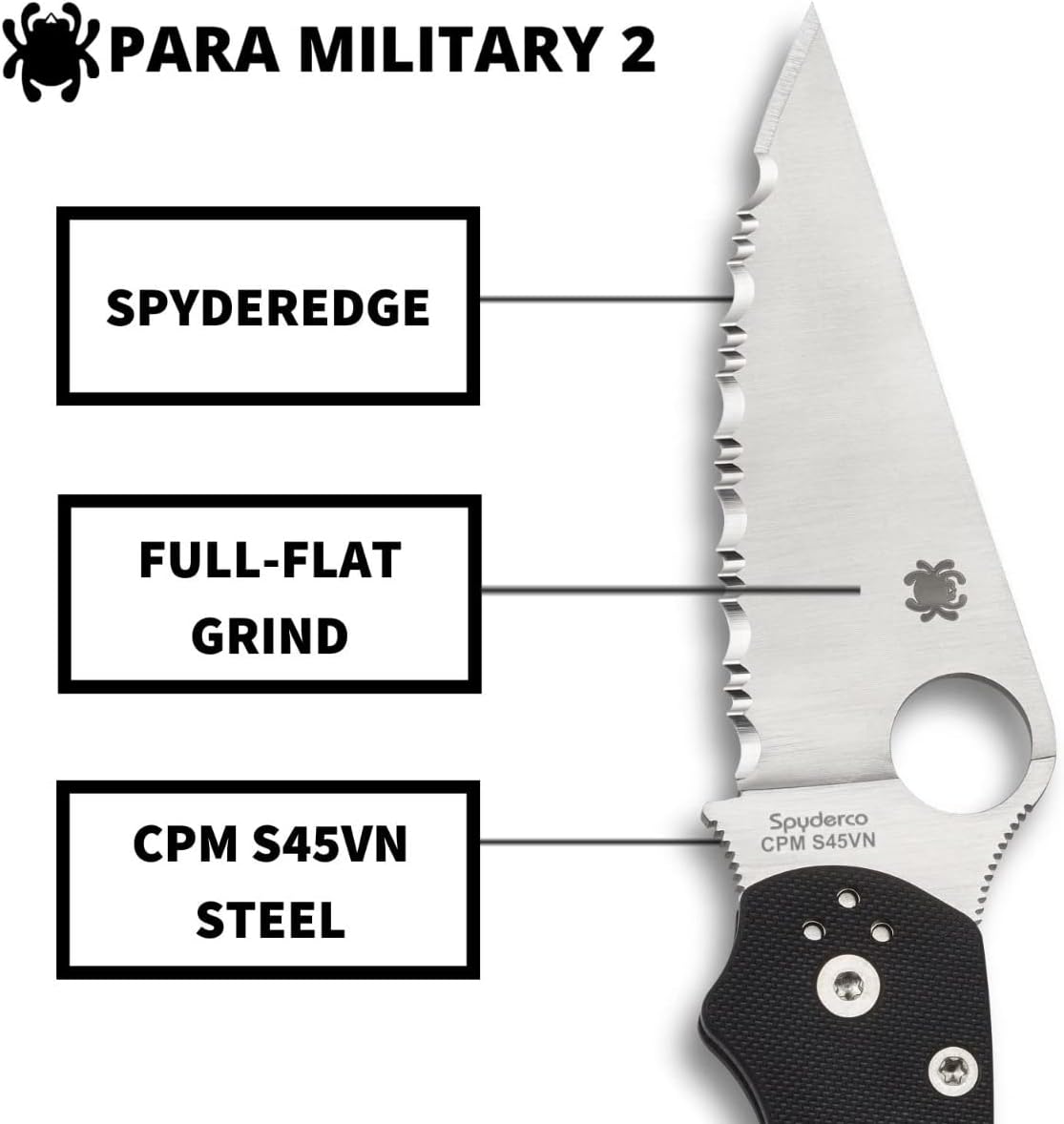 Spyderco Para Military 2 Folding Knife with G-10 Handle