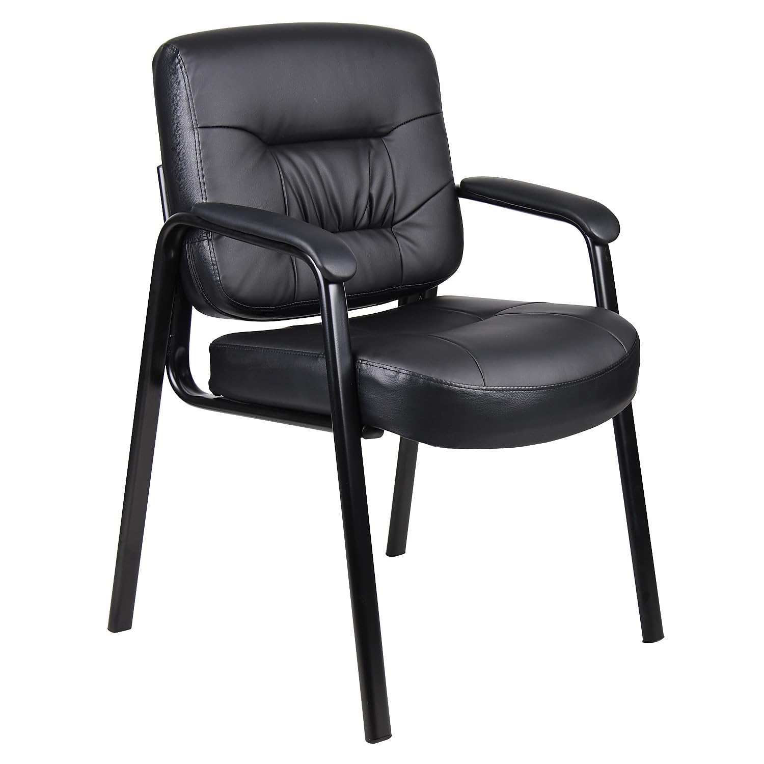 Boss Office Products Executive Mid Back LeatherPlus Guest Chair in Black
