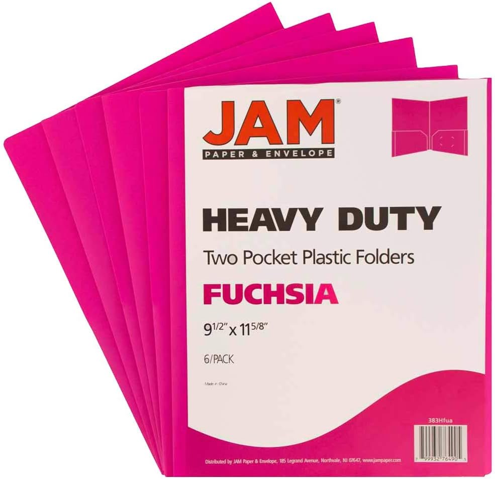 JAM Paper Heavy-Duty 2-Pocket Plastic Presentation Folders - Letter Size