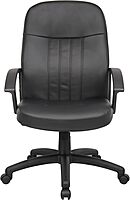 Boss Office Products Ergonomic Mid-Back Leather Chair, Black