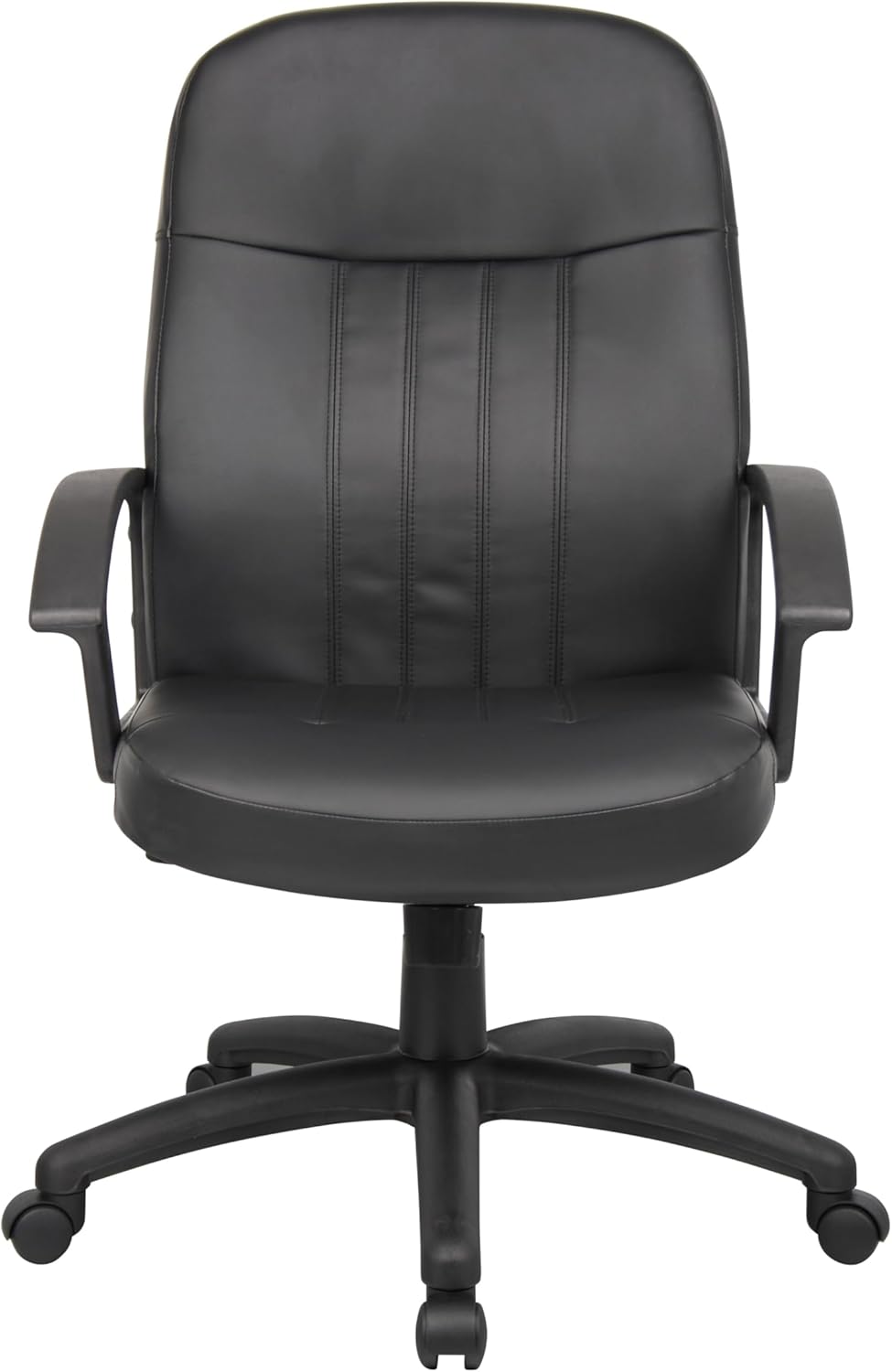 Boss Office Products Ergonomic Mid-Back Leather Chair, Black