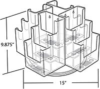 Azar Displays 12-Pocket 3-Tier Revolving Brochure Holder, 9inH x 15inW x 15inD, Clear