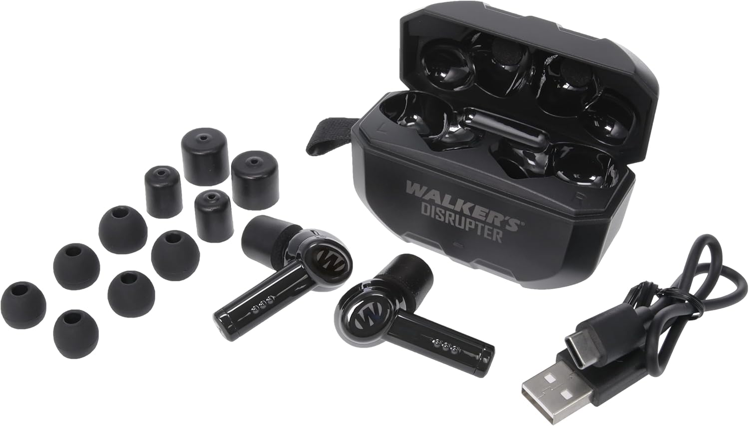 Walker's Disrupter Bluetooth Earbuds - Active Lifestyle Ear Protection Hearing Enhancement Noise-Cancelling Rechargeable