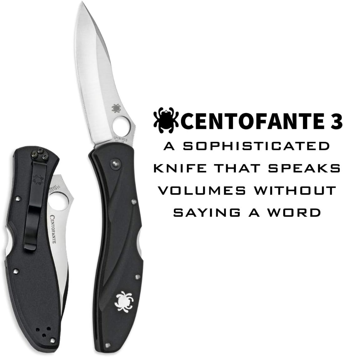 Spyderco CENTOFANTE 3 Prestige Folding Utility Pocket Knife with 3.14" VG-10 Stainless Steel Hollow Ground Blade