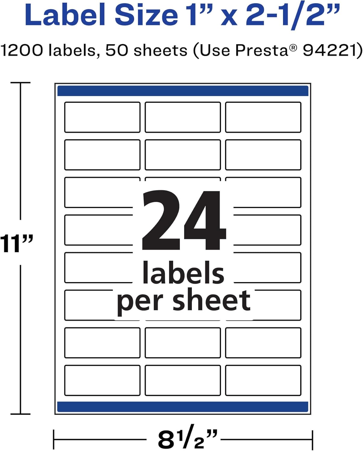 Avery Matte White Rectangle Labels, Sure Feed Technology, 1\" x 2.5\"