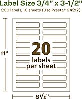 Avery EcoFriendly Matte White Recycled Rectangle Labels, 0.75" x 3.5", Print-to-The-Edge, Matte White Labels, Permanent Adhesive, Laser/Inkjet Printable, 200 Total