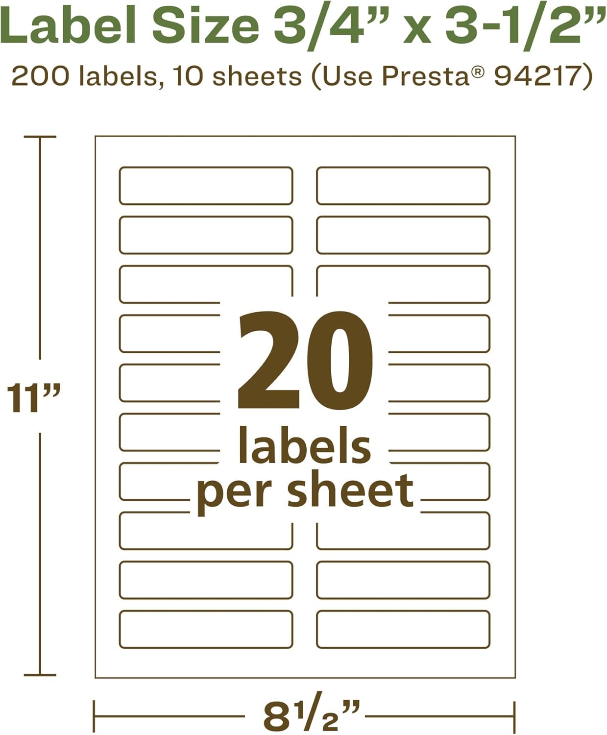 Avery EcoFriendly Matte White Recycled Rectangle Labels, 0.75" x 3.5", Print-to-The-Edge, Matte White Labels