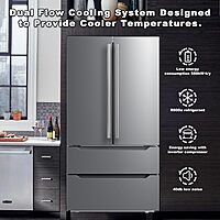 SMETA Refrigerador Puerta francesa con máquina de hielo, 36 pulgadas SMETA Refrigerador Puerta francesa con máquina de hielo, 36 pulgadas