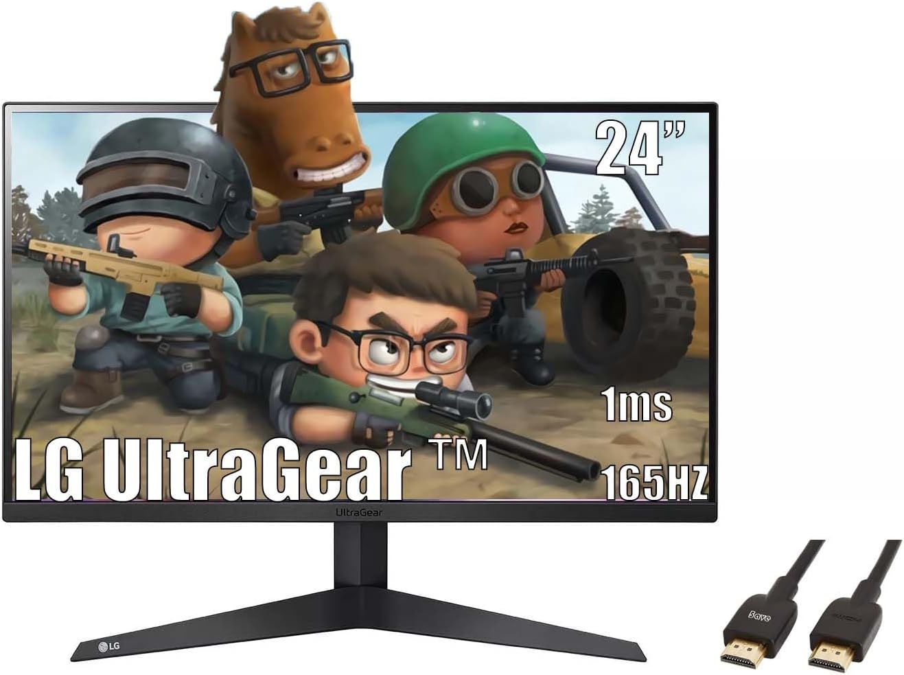 LG 24 inch Ultragear Gaming Monitor, FHD (1920 x 1080) Display, 165Hz, 1ms, AMD FreeSync Premium, Black