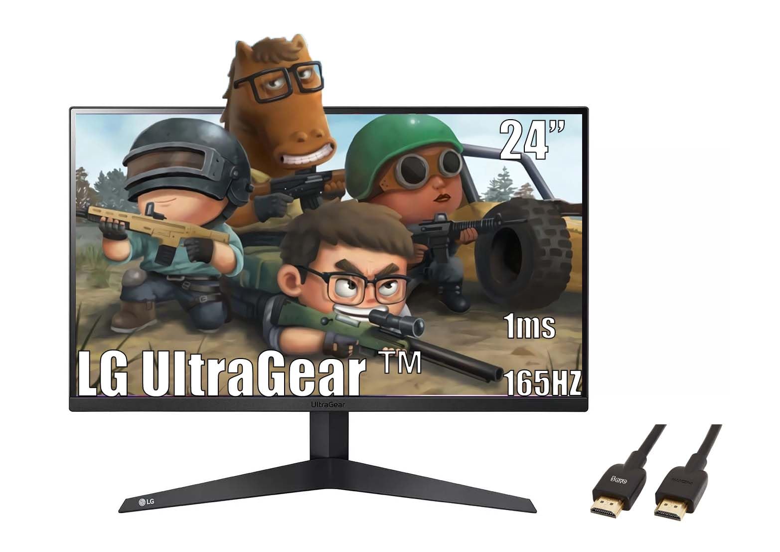 LG 24 inch Ultragear Gaming Monitor, FHD (1920 x 1080) Display, 165Hz, 1ms, AMD FreeSync Premium, Black