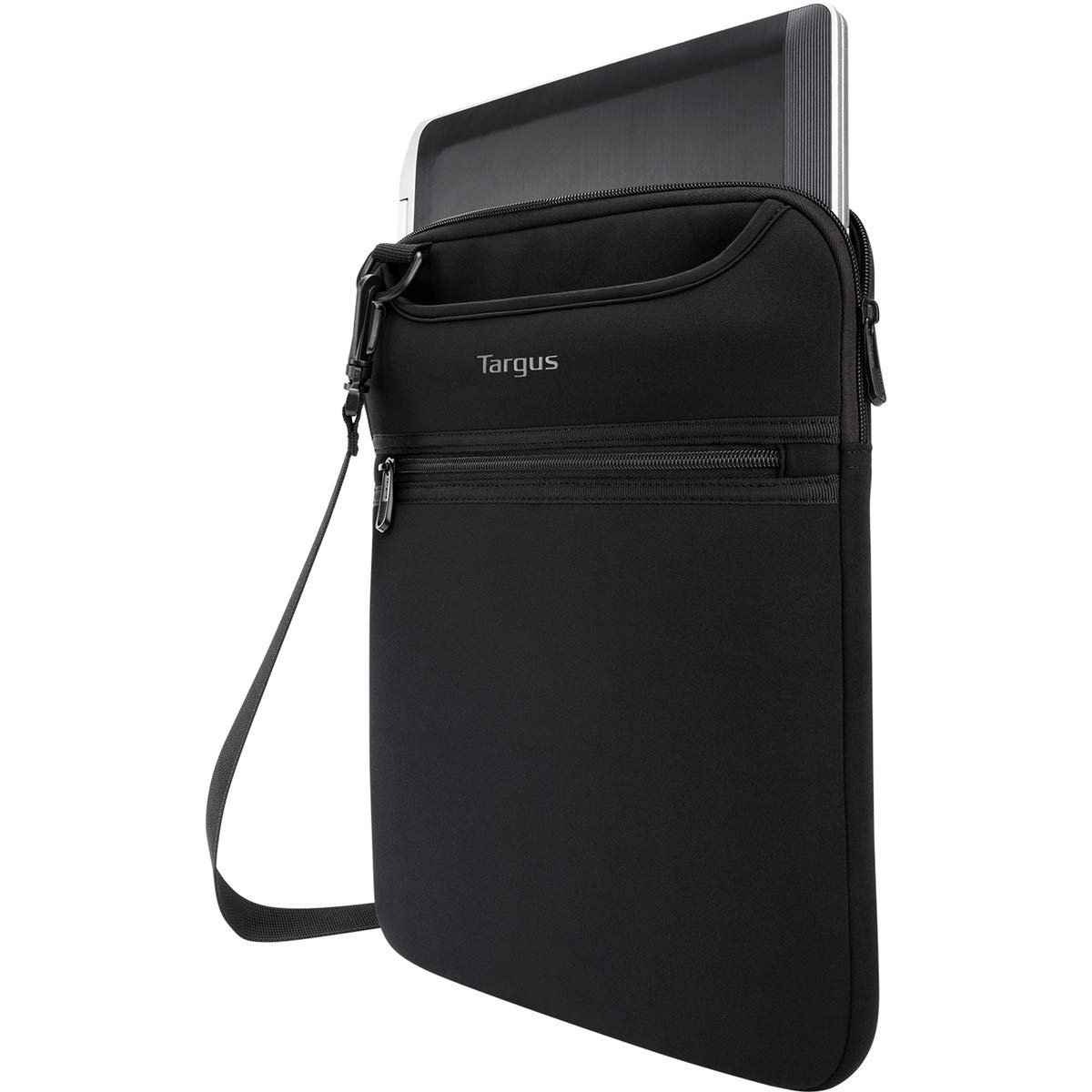 Targus Vertical Slipcase Laptop Messenger Bag, Black - Hideaway Handles with Cross Shoulder Strap and Protective Padding