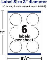 Avery Durable Waterproof Round Labels, Sure Feed Technology, Print-to-The-Edge, 3" Diameter