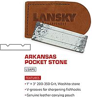Lansky 3" Hard Super Arkansas Pocket Stone with 2 Sharpening Grooves and Pouch