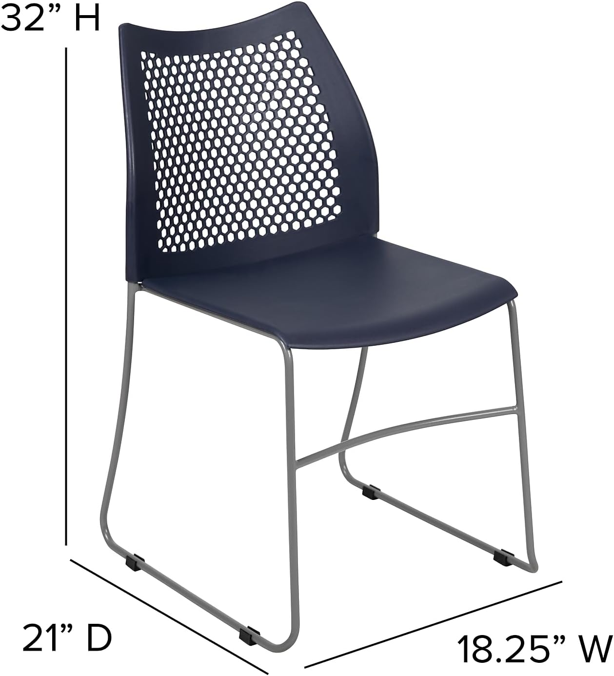 Flash Furniture HERCULES Series 661 lb Capacity Stack Chair with Air-Vent Back and Sled Base