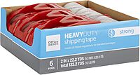 Office Depot® Brand Heavy Duty Shipping Packing Tape With Dispenser, 2" x 22.2 Yd, Crystal Clear, Pack Of 6 Rolls