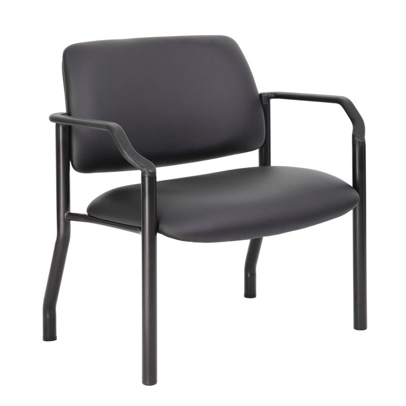 Boss Office Products Mid-Back Vinyl Guest Chair, Black - B9591AM-BK-500