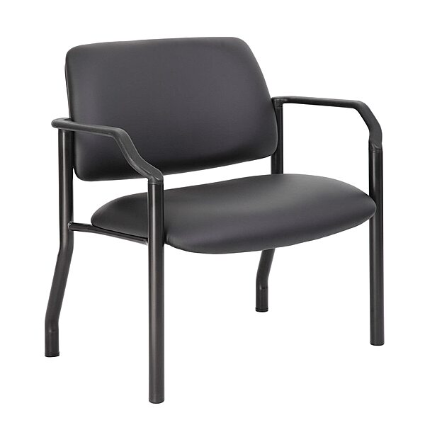 Boss Office Products Mid-Back Vinyl Guest Chair, Black - B9591AM-BK-500