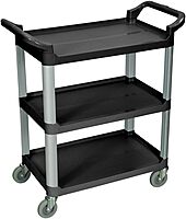 LUXOR 3-Shelf Serving Cart, 36.75" H x 33.5" W x 16.75" D, Black
