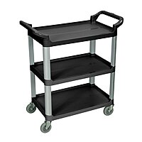 LUXOR 3-Shelf Serving Cart, 36.75" H x 33.5" W x 16.75" D, Black