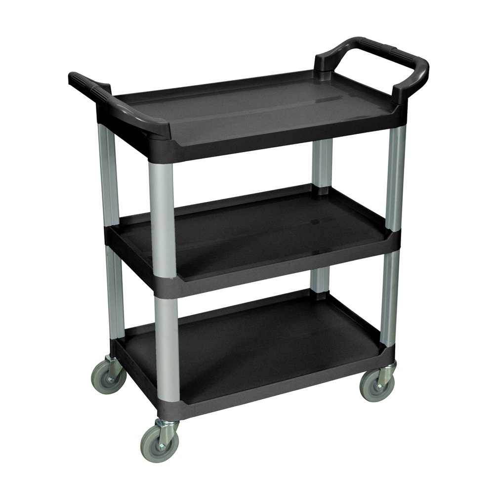 LUXOR 3-Shelf Serving Cart, 36.75" H x 33.5" W x 16.75" D, Black