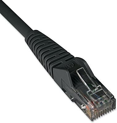 Eaton Tripp Lite Series Cat6 Gigabit Snagless Molded (UTP) Ethernet Cable (RJ45 M/M), PoE, Black, 1 ft. (0.31 m) - N201001BK