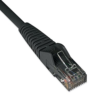 Eaton Tripp Lite Series Cat6 Gigabit Snagless Molded (UTP) Ethernet Cable (RJ45 M/M), PoE, Black, 1 ft. (0.31 m) - N201001BK
