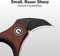 CIVIVI Pyrus Mini Keychain Knife (1 Piece), Small EDC Pocket Folding Box Cutter with 14C28N Blade & Ringed G10 Handle