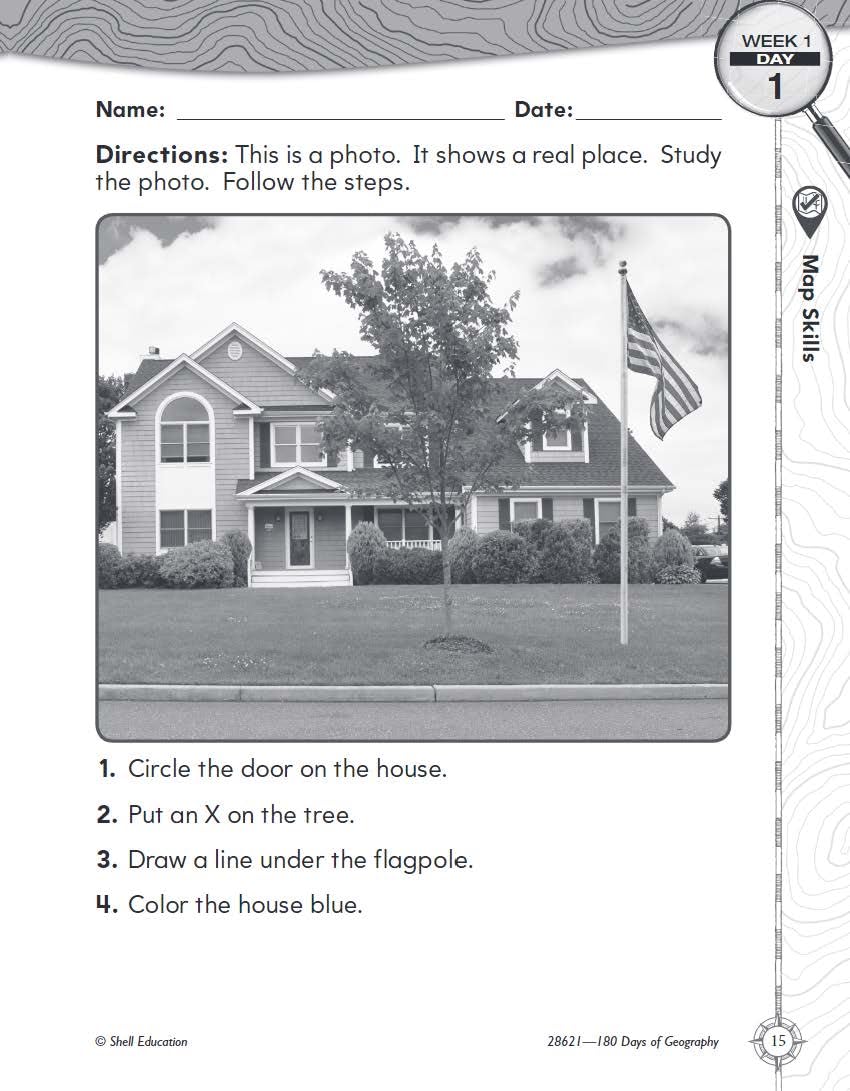 180 Days™: Social Studies, Geography for Kindergarten Practice Workbook for Classroom and Home