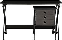 OSP Home Furnishings Olympic Utility Home Office Desk with Nesting 3-Drawer Storage Stand
