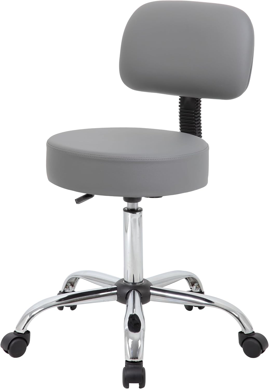 BOSS OFFICE PRODUCTS Medical Stool with Back, Antimicrobial Vinyl, Chrome Base