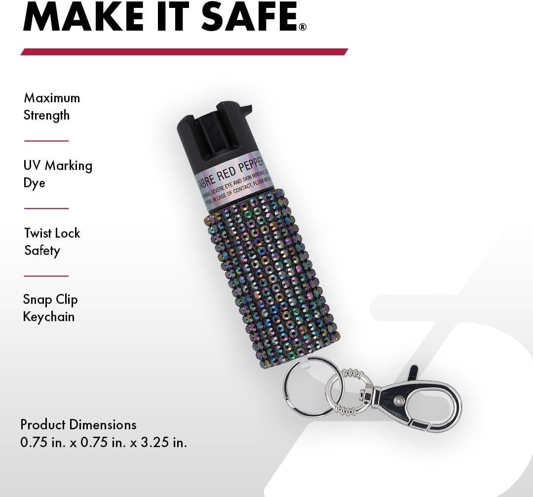 SABRE Jeweled Pepper Spray with Snap Clip, Maximum Strength