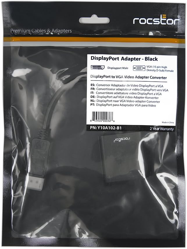 Rocstor DisplayPort to VGA Video Adapter Converter (Y10A102-B1)