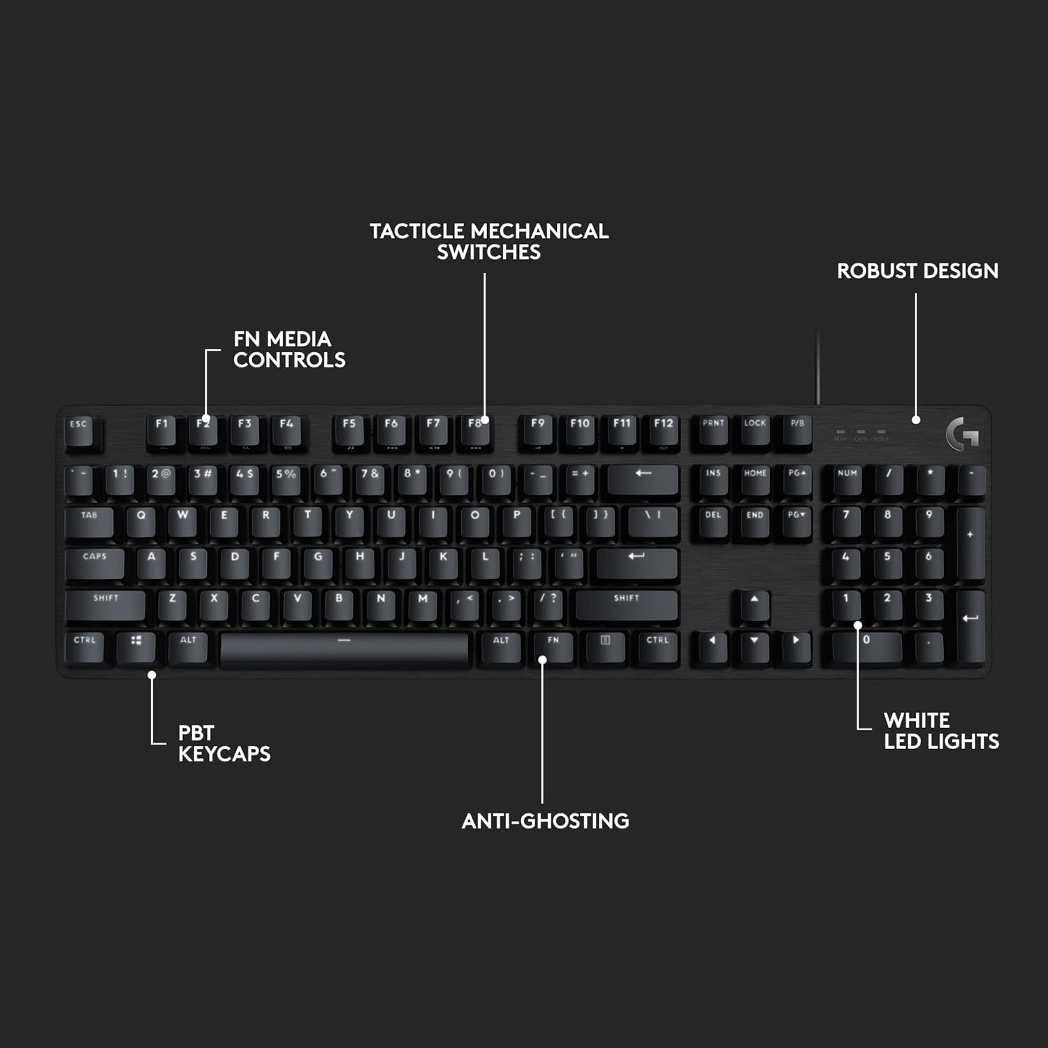 Logitech G413 SE Full-Size Mechanical Gaming Keyboard - Backlit Keyboard with Tactile Mechanical Switches, Anti-Ghosting