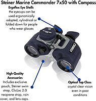 Steiner Optics Marine Commander 7x50 with Compass Professional Waterproof Binoculars, German Quality, Crystal Clear Images