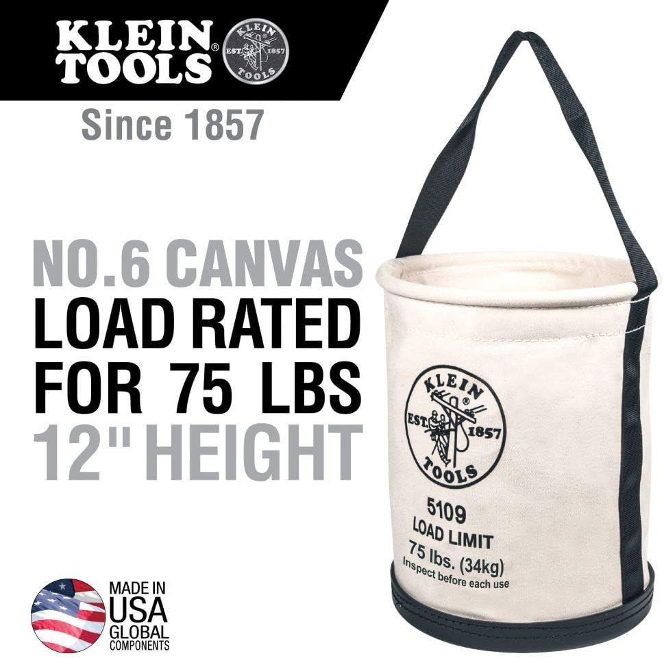 Klein Tools Canvas Straight-Wall Tool Bucket 75-Pound Load Rated