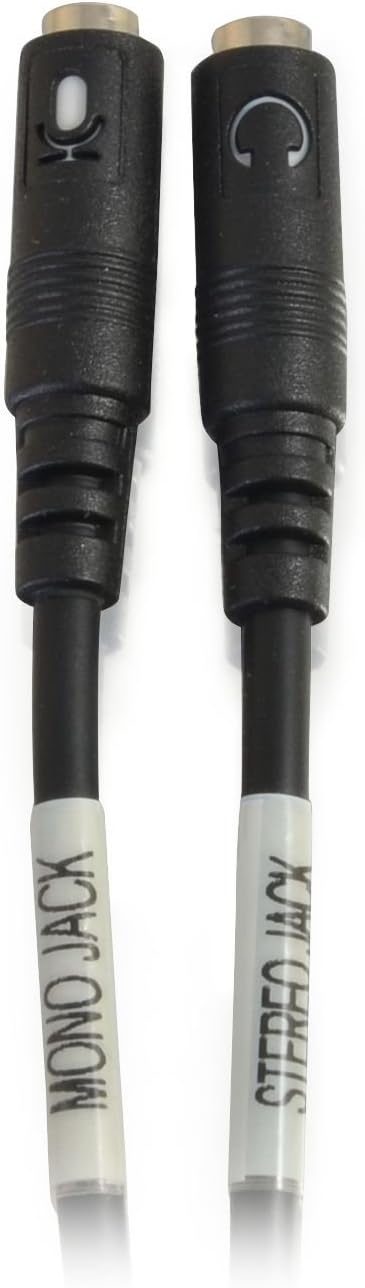 C2G Legrand 4-Pin 3.5MM Port Cable, Black Microphone Cable Y-Splitter, 6 Inch Splitter Y-Cable with Headset Splitter Adapter