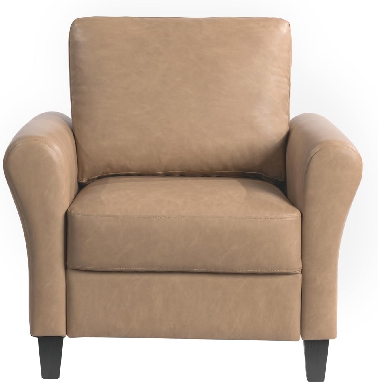 Lifestyle Solutions Winslow Faux Leather Chair With Rolled Arms, Light Brown/Black