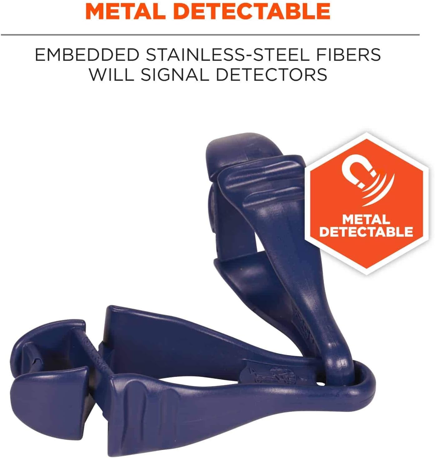 Ergodyne Squids 3400MD Metal Detectable Grabbers With Dual Clip Mounts, 5-1/2in, Deep Blue, Pack Of 6 Grabbers