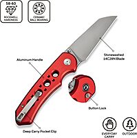 CIVIVI Pragma Prime Pocket Knife for EDC, 3.49" Wharncliffe Blade, Aluminum Handle, Reversible Clip