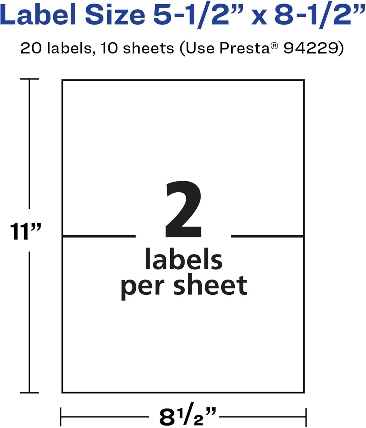 AVERY Glossy White Rectangle Labels, 5.5" x 8.5", Permanent Adhesive, Laser/Inkjet Printable