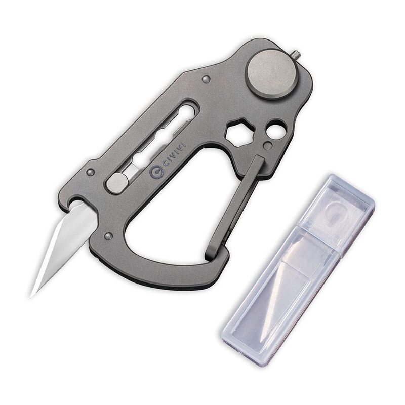 CIVIVI Polymorph Titanium Carabiner Multi-Tool with Utility Blade, Bottle Opener and Screwdriver