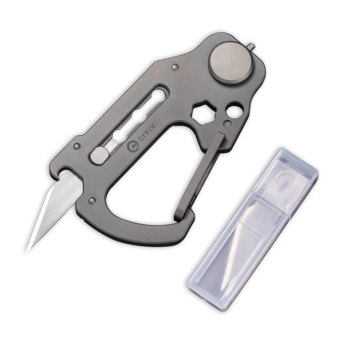 CIVIVI Polymorph Titanium Carabiner Multi-Tool with Utility Blade, Bottle Opener and Screwdriver