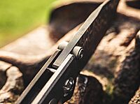 Böker Manukaftur Solingen M4 Sherman Damascus - Folding Collector's Pocket Knife Crafted from Recovered M4 Tank Materials