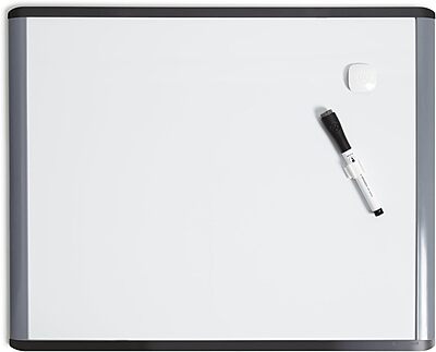 U Brands Magnetic Dry Erase Board, 20"x16", Black and Grey Frame, includes Marker and Magnet