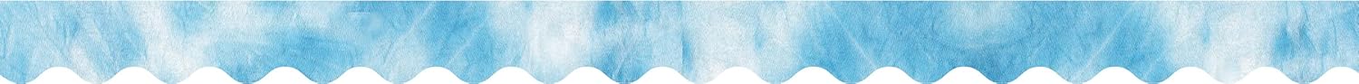 BARKER CREEK Double-Sided Scalloped Border, Blue Tie-Dye and Ombré, for Bulletin Boards, Reception Areas, Halls, Break Rooms