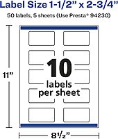 Avery Glossy Clear Rectangle Labels, 1.5 x 2.75, Sure Feed, Print-to-the-Edge