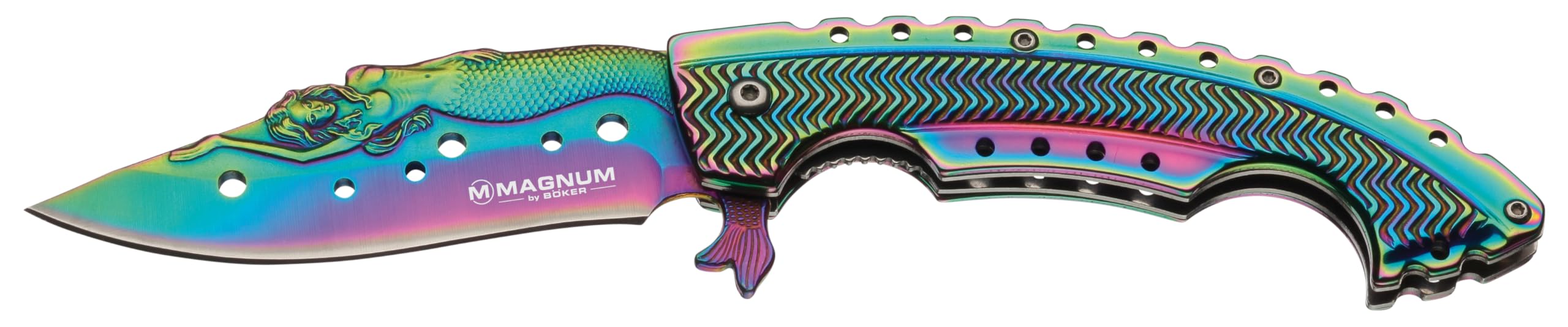 Boker 01LG318 Rainbow Mermaid Folding Knife with 440A Stainless Steel Blade, 3-1/4", Magnum