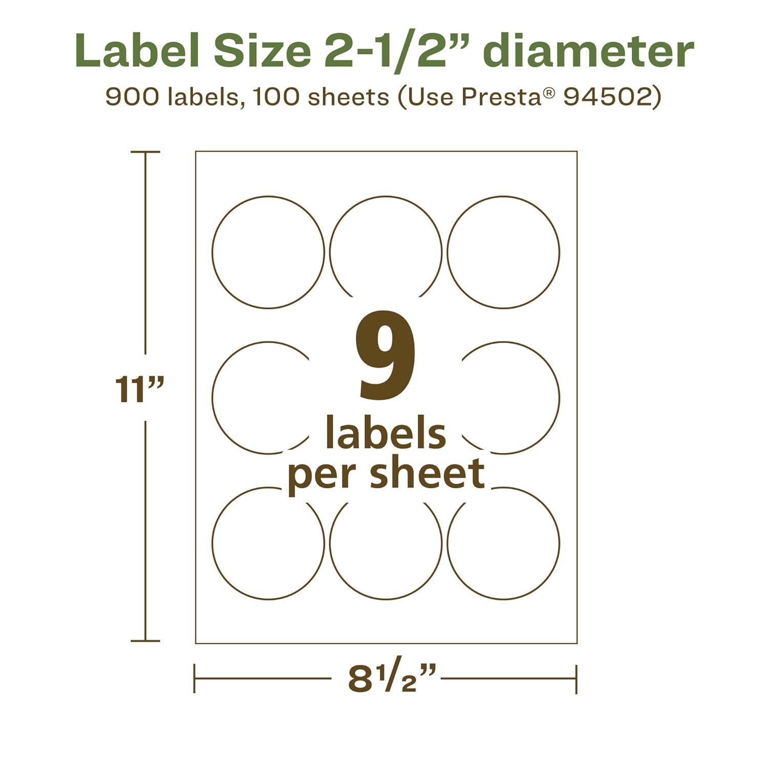 Avery EcoFriendly Matte White Recycled Round Labels, 2.5" Diameter, Print-to-The-Edge, Permanent Adhesive